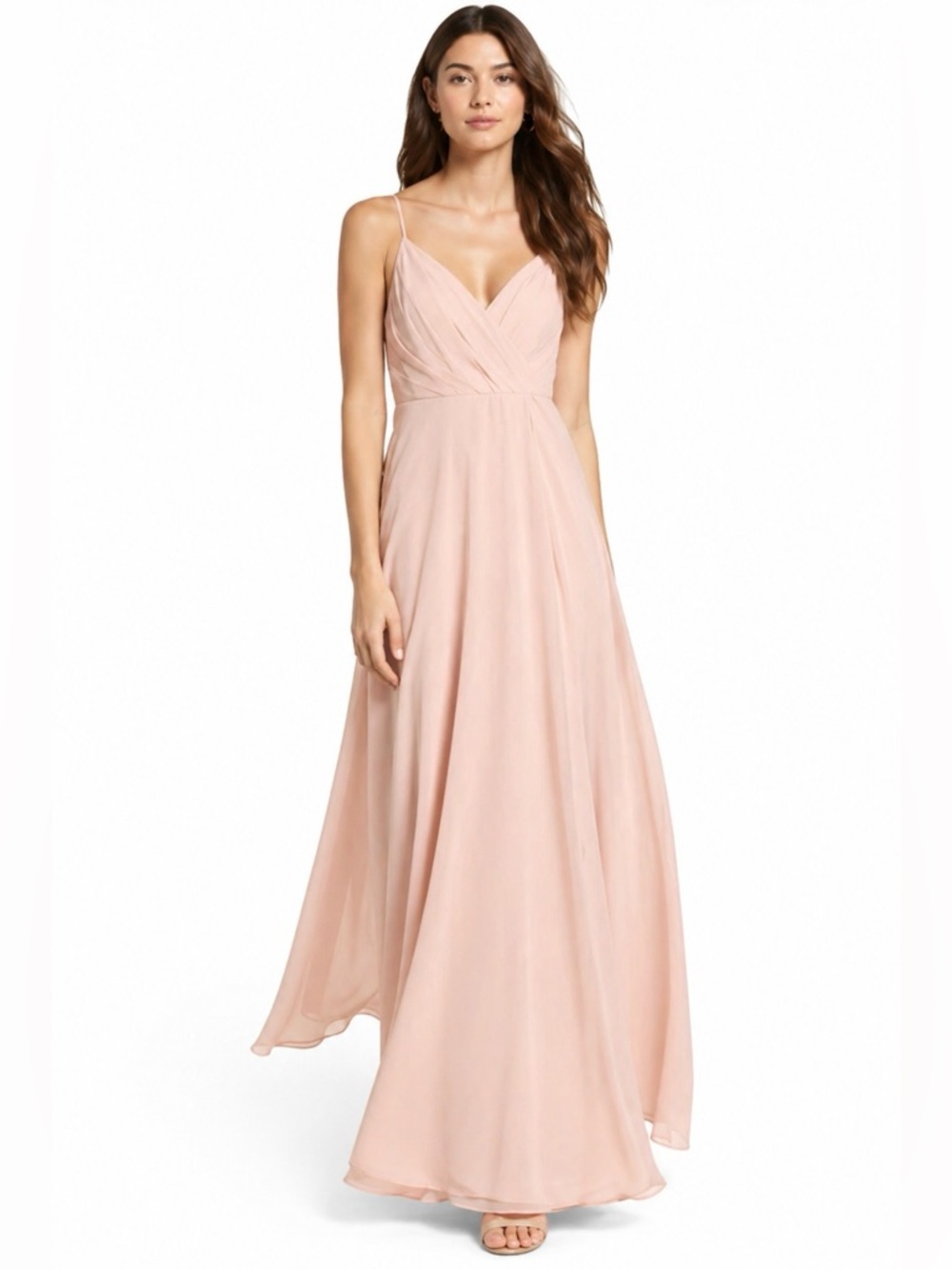 Lulu’s Blush Pink Maxi Bridesmaid Dress XS and S Flowing Formal Wedding Guest